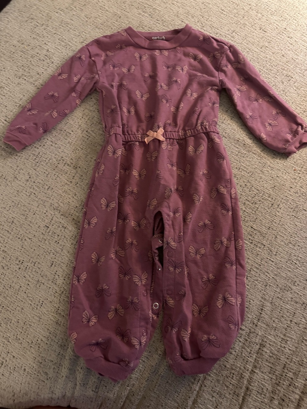 Carter's Mauve/purple Butterfly Long Sleeve One-Piece Bodysuit